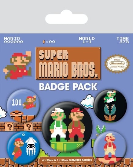 Przypinki pakiet Super Mario Bros, 10x12x150 mm Super Mario Bros