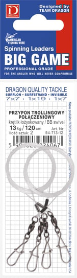 Przypon Trollingowy Dragon Invisible Fluorocarbon 100cm (2szt.) 13kg połączeniowy krętlikłożyskowany DRAGON