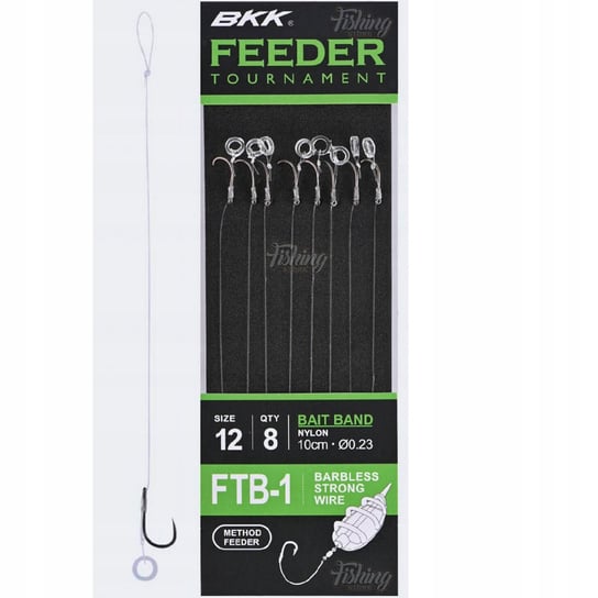 8 Hameçons Liés BKK Feeder Tournament FT-1 Avec élastique - Pour Pêche Au Feeder - Monofilament, Marque BKK