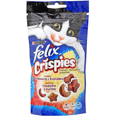 Przysmak dla kotów dorosłych FELIX Crispies, wołowina i kurczak, 45 g. Nestle