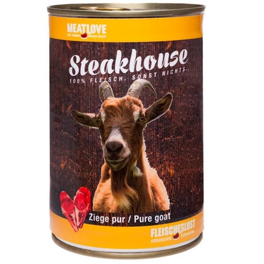 Przysmak dla psa i kota MeatLove Steakhouse Pure Goat Puszka 400 g 100% Kozina Meatlove