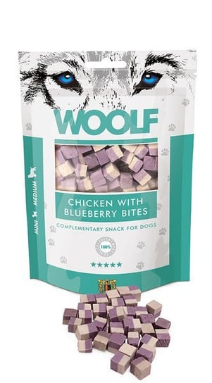 Przysmak dla psa WOOLF Chicken with Blueberry Bites, 100 g WOOLF