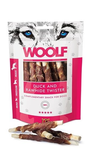 Przysmak dla psa WOOLF Duck and Rawhide Twister, 100 g WOOLF