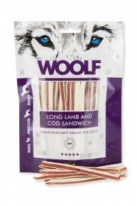 Przysmak dla psa WOOLF Long Lamb and Cod Sandwich, 100 g WOOLF