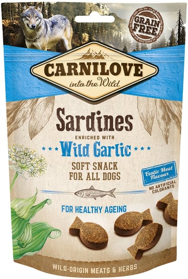 Przysmak dla psów CARNILOVE Sardines Enriched with Wild Garlic Soft Snack, 200 g Carnilove