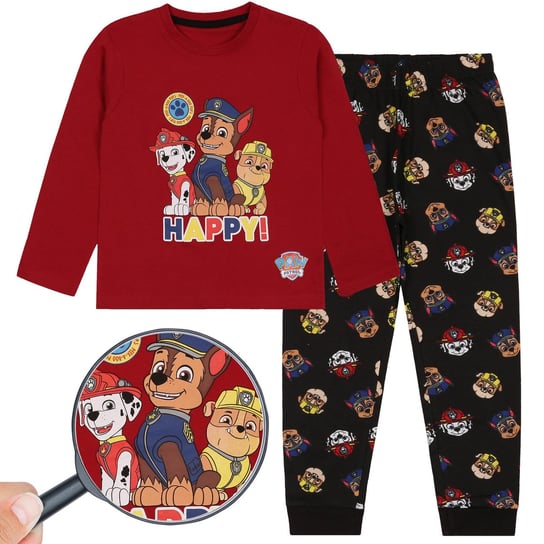 Psi Patrol Chłopęca, czerwono-czarna piżama z długimi rękawami, piżama z długimi spodniami 3 lata 98 cm Psi Patrol