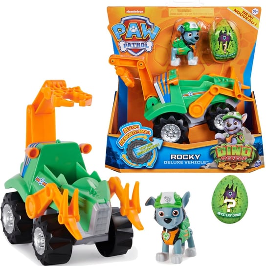 Psi Patrol Dino Rescue Rocky + pojazd z niespodzianką Spin Master