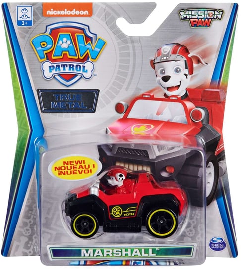 Psi Patrol Marshall, metalowy pojazd z figurką Mission Paw True Metal Spin Master