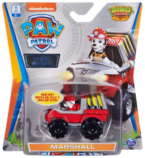 Psi Patrol, metalowy pojazd z figurką Marshall Dino Rescue Spin Master