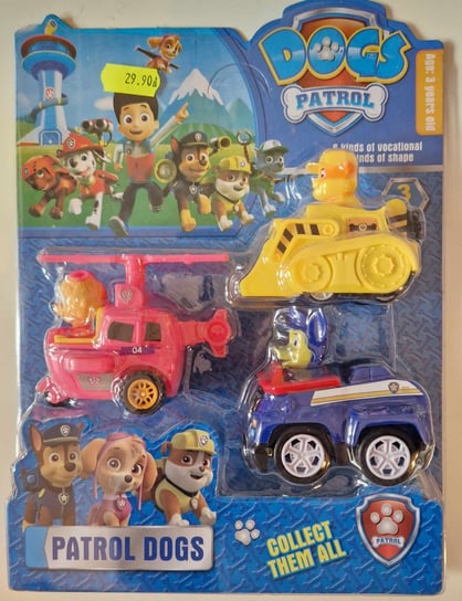 Psi Patrol Zestaw 3 Figurki + Pojazdy Auto Na Naciąg Chase Skye Rubble Hot Toys