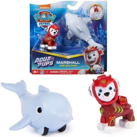 Psi Patrol Zestaw Aqua Pups figurka szczeniak Marshall i delfin z ruchomym ogonem Spin Master