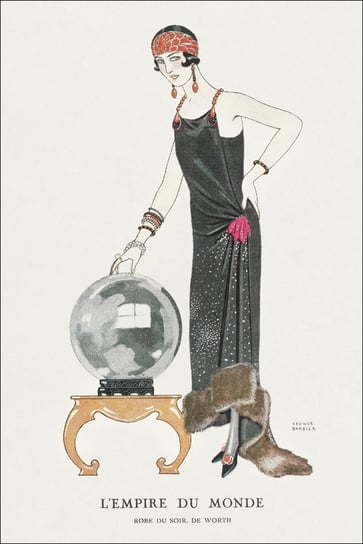 Psyché: Robe du soir, de Worth from Gazette du Bon Ton No. 9 Pl. 68, George Barbier - plakat 29,7x42 cm Galeria Plakatu