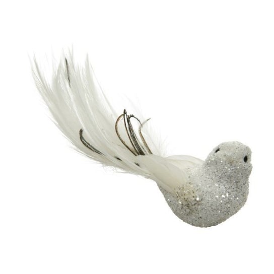Ptaszek na klipsie biały z brokatem 4x17x4,5cm Inna marka