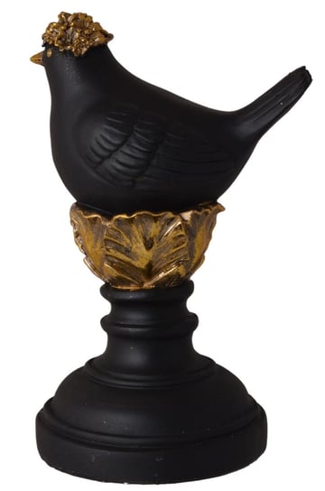 Ptaszek na kolumnie, czarno-złoty, 13,5x11,5x20,5 cm Ewax