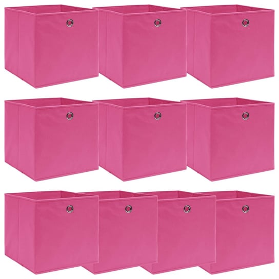 Pudełka, 10 szt., różowe, 32x32x32 cm, tkanina vidaXL