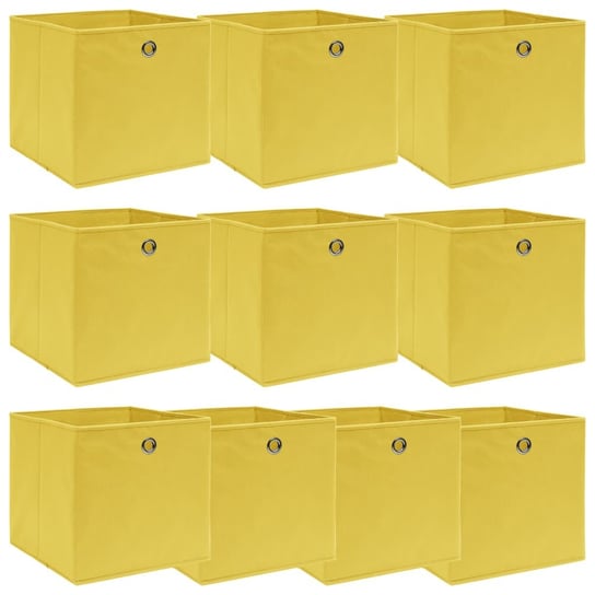 Pudełka, 10 szt., żółte, 32x32x32 cm, tkanina vidaXL
