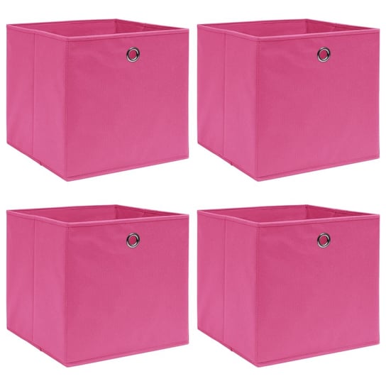 Pudełka, 4 szt., różowe, 32x32x32 cm, tkanina vidaXL