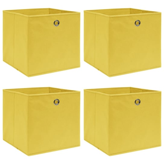 Pudełka, 4 szt., żółte, 32x32x32 cm, tkanina vidaXL