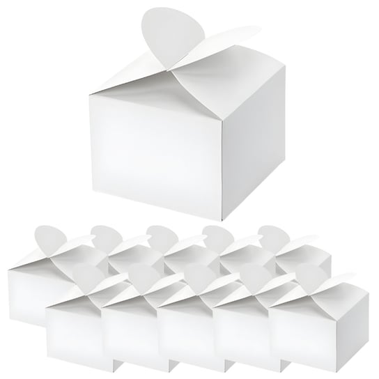 Pudełka papierowe białe Serce Pamiątki Podziękowania dla Gości 10szt ABC