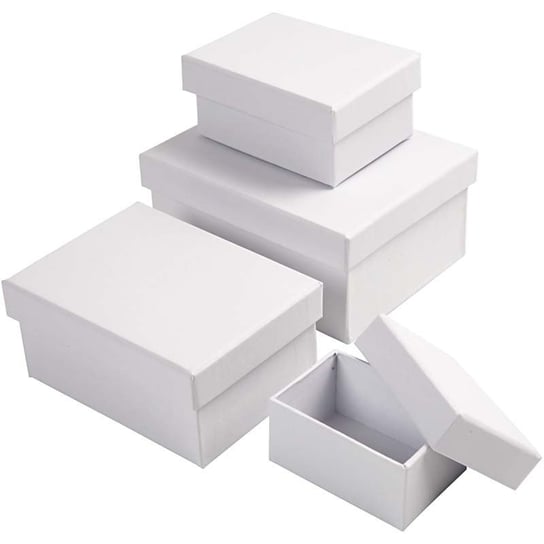 Pudełka prostokątne, białe, 4 sztuki Creativ