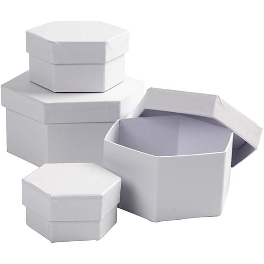 Pudełka sześciokątne, białe, 4 sztuki Creativ