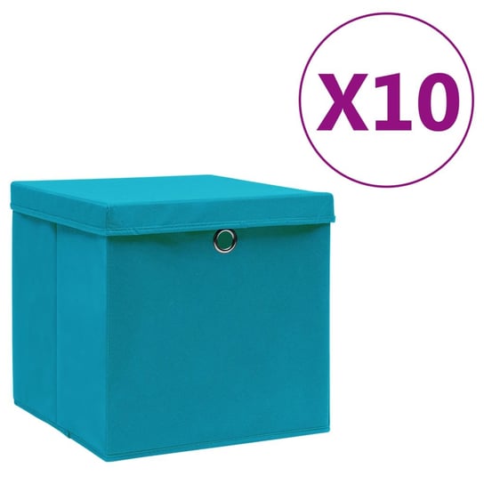 Pudełka z pokrywami, 10 szt., 28x28x28 cm, błękitne vidaXL