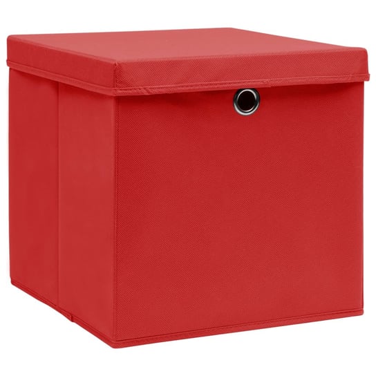 Pudełka z pokrywami, 10 szt., 28x28x28 cm, czerwone vidaXL