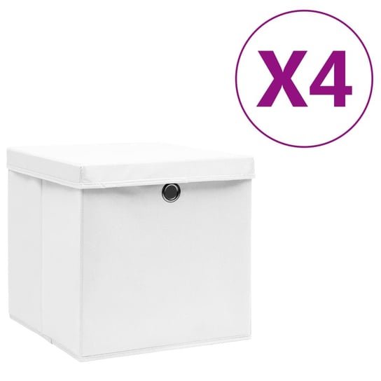 Pudełka z pokrywami, 4 szt., 28x28x28 cm, białe vidaXL
