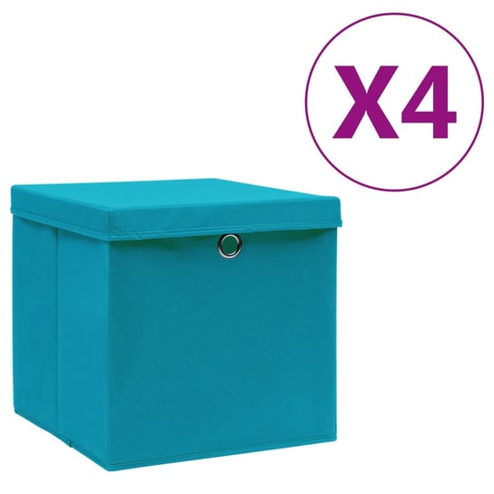 Pudełka z pokrywami, 4 szt., 28x28x28 cm, błękitne vidaXL
