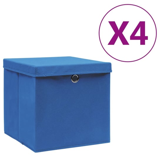 Pudełka z pokrywami, 4 szt., 28x28x28 cm, niebieskie vidaXL
