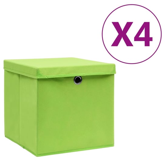 Pudełka z pokrywami, 4 szt., 28x28x28 cm, zielone vidaXL