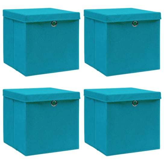 Pudełka z pokrywami, 4 szt., błękitne, 32x32x32 cm, tkanina vidaXL