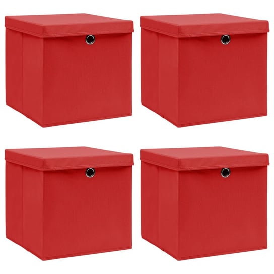 Pudełka z pokrywami, 4 szt., czerwone, 32x32x32 cm, tkanina vidaXL