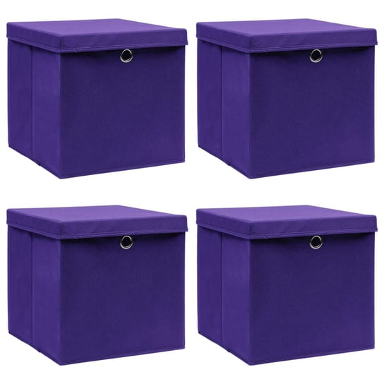 Pudełka z pokrywami, 4 szt., fioletowe, 32x32x32 cm, tkanina vidaXL