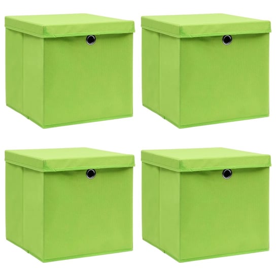 Pudełka z pokrywami, 4 szt., zielone, 32x32x32 cm, tkanina vidaXL