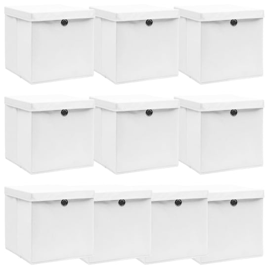 Pudełka z pokrywami VIDAXL, białe, 32x32x32 cm, 10 szt. vidaXL