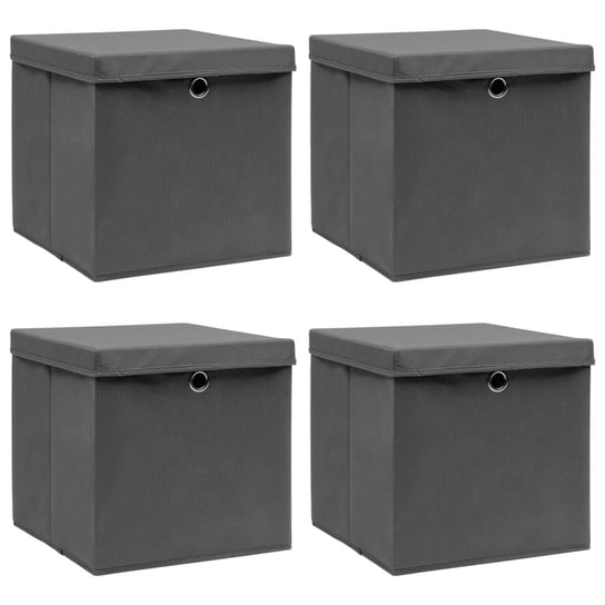 Pudełka z pokrywami VIDAXL, szare, 32x32x32 cm, 4 szt. vidaXL