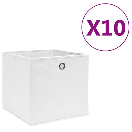 Pudełka z włókniny, 10 szt., 28x28x28 cm, białe vidaXL