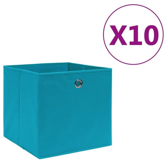 Pudełka z włókniny, 10 szt. 28x28x28 cm, błękitne vidaXL