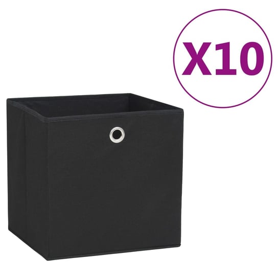 Pudełka z włókniny, 10 szt., 28x28x28 cm, czarne vidaXL