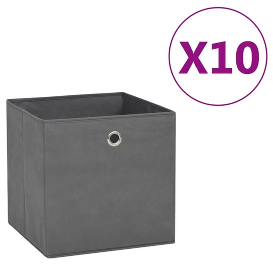 Pudełka z włókniny, 10 szt., 28x28x28 cm, szare vidaXL