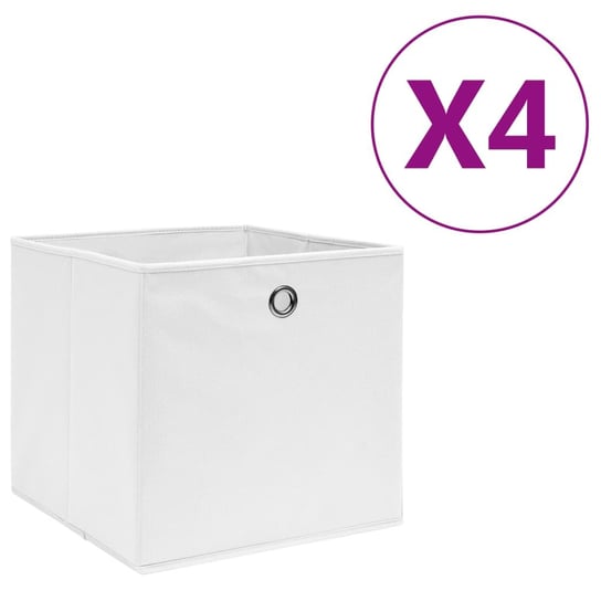 Pudełka z włókniny, 4 szt., 28x28x28 cm, białe vidaXL