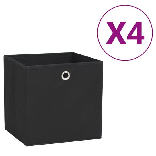 Pudełka z włókniny, 4 szt., 28x28x28 cm, czarne vidaXL