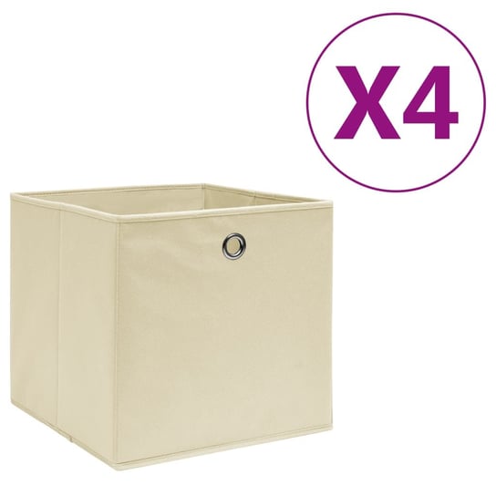 Pudełka z włókniny, 4 szt. 28x28x28 cm, kremowe vidaXL