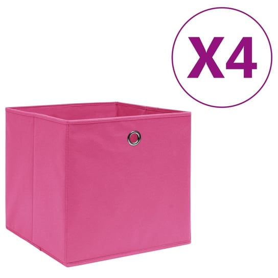 Pudełka z włókniny, 4 szt., 28x28x28 cm, różowe vidaXL