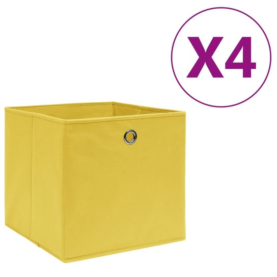 Pudełka z włókniny, 4 szt., 28x28x28 cm, żółte vidaXL
