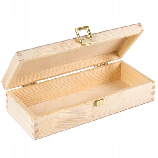 Pudełko drewniane małe kasetka szkatułka z zamkiem na prezent 24x10,5x5,7cm Creative Deco
