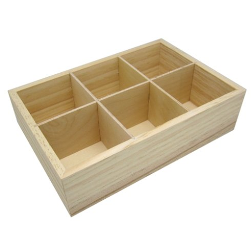 Pudełko drewniane, sześciodzielne, otwarte Basic