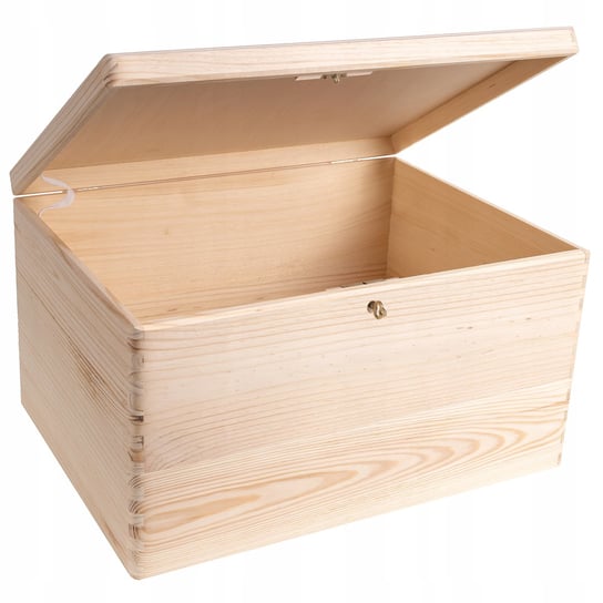 Pudełko drewniane z kluczem z wiekiem na prezent przechowywania 40x30x24 cm Creative Deco