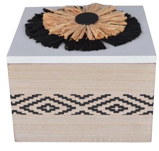 Pudełko drewniane z kwiatem, 17x17x13 cm Ewax
